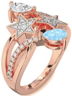 Diamond Rose Gold Star Pear Two Stone Promise Ring