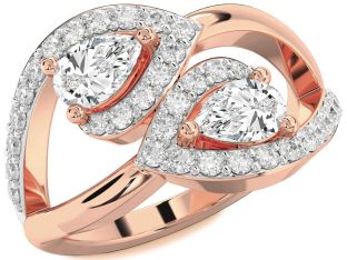 Diamond Rose Gold Pear Two Stone Ring