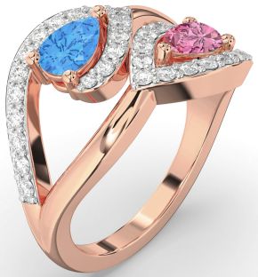 Diamond Rose Gold Pear Two Stone Promise Ring