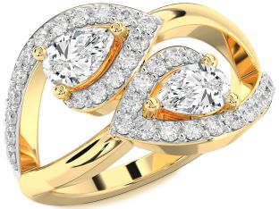 Diamond Gold Pear Two Stone Ring