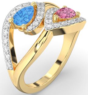 Diamond Gold Pear Two Stone Promise Ring