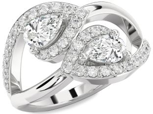 Diamond Platinum Pear Two Stone Ring