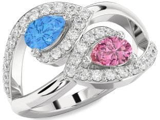Diamond Platinum Pear Two Stone Promise Ring