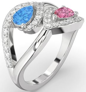 Diamond Platinum Pear Two Stone Promise Ring