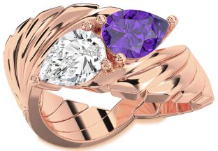 Rose Gold Silver Pear Two Stone Promise Ring