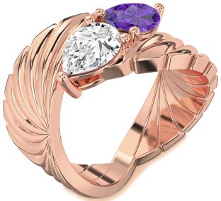 Rose Gold Pear Two Stone Promise Ring