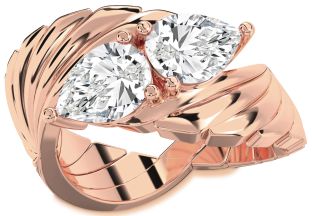 Diamond Rose Gold Pear Two Stone Ring