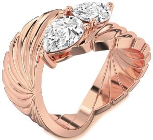Diamond Rose Gold Pear Two Stone Ring