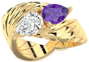 Gold Pear Two Stone Promise Ring