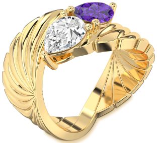 Gold Pear Two Stone Promise Ring