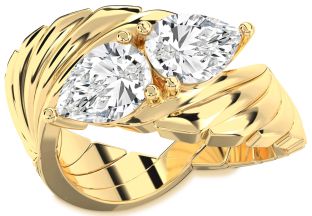 Diamond Gold Pear Two Stone Ring