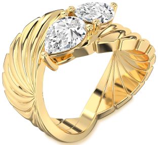 Diamond Gold Pear Two Stone Ring