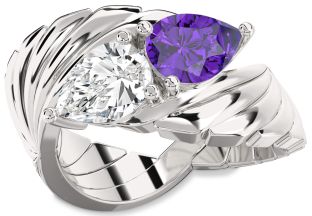 Platinum Pear Two Stone Promise Ring