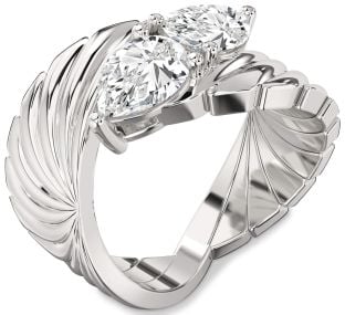 Diamond Platinum Pear Two Stone Ring