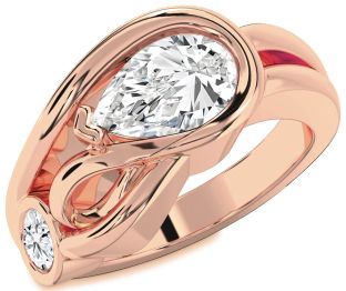 Diamond Rose Gold Pear Two Stone Ring