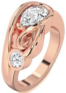 Diamond Rose Gold Pear Two Stone Ring