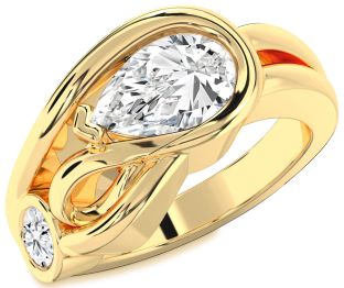 Diamond Gold Pear Two Stone Ring