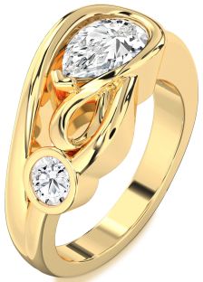 Diamond Gold Pear Two Stone Ring