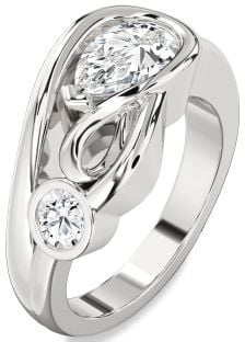 Diamond Platinum Pear Two Stone Ring