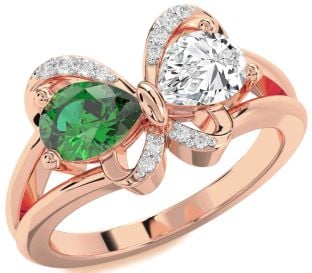 Diamond Rose Gold Butterfly Pear Two Stone Promise Ring