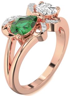 Diamond Rose Gold Butterfly Pear Two Stone Promise Ring