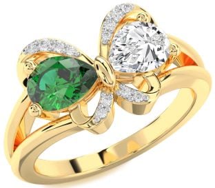 Diamond Gold Butterfly Pear Two Stone Promise Ring