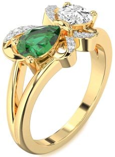 Diamond Gold Butterfly Pear Two Stone Promise Ring