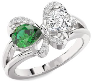 Diamond Platinum Butterfly Pear Two Stone Promise Ring