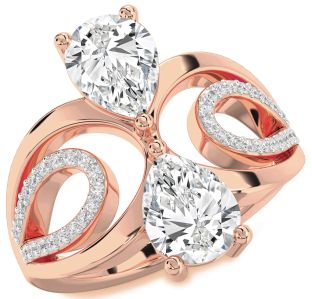 Diamond Rose Gold Pear Two Stone Ring