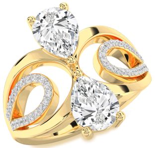 Diamond Gold Pear Two Stone Ring