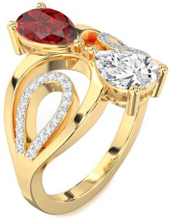 Diamond Gold Pear Two Stone Promise Ring