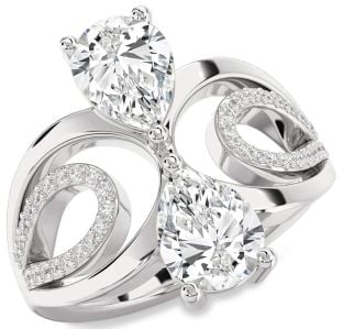 Diamond Platinum Pear Two Stone Ring