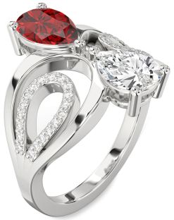 Diamond Platinum Pear Two Stone Promise Ring