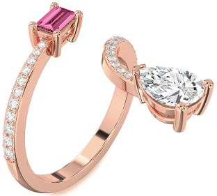 Diamond Rose Gold Pear Two Stone Pave Promise Ring