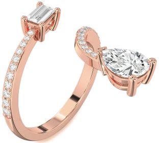 Diamond Rose Gold Pear Two Stone Pave Ring