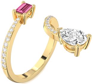 Diamond Gold Pear Two Stone Pave Promise Ring