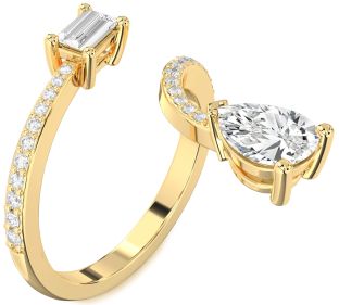Diamond Gold Pear Two Stone Pave Ring