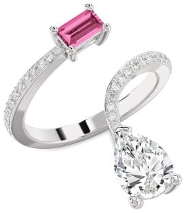 Diamond Platinum Pear Two Stone Pave Promise Ring