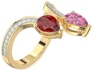 Diamond Gold Pear Two Stone Pave Promise Ring