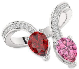 Diamond White Gold Pear Two Stone Pave Promise Ring
