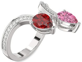 Diamond Platinum Pear Two Stone Pave Promise Ring