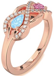Diamond Rose Gold Infinity Pear Two Stone Promise Ring
