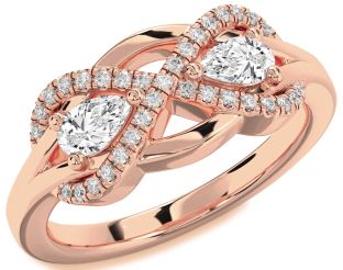 Diamond Rose Gold Infinity Pear Two Stone Ring