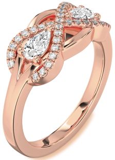 Diamond Rose Gold Infinity Pear Two Stone Ring