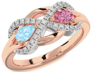 Diamond Platinum & Rose Gold Infinity Pear Two Stone Promise Ring