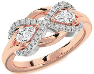 Diamond White Rose Gold Infinity Pear Two Stone Ring