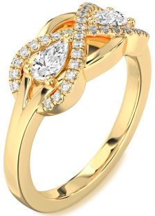Diamond Gold Infinity Pear Two Stone Ring