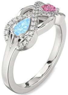 Diamond Platinum Infinity Pear Two Stone Promise Ring