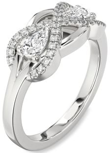 Diamond White Gold Infinity Pear Two Stone Ring