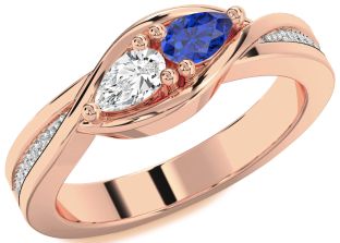 Diamond Rose Gold Pear Two Stone Promise Ring